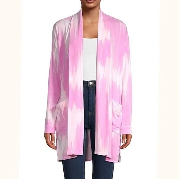 Natori Pink Tie Dye Open Front Women's Cardigan Jacket Size Small - Picture 1 of 10